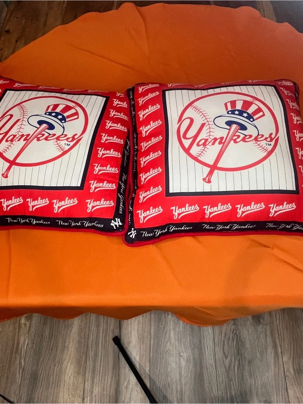 Homemade New York Yankees Navy Set  wThrow Pillows with Red Trim